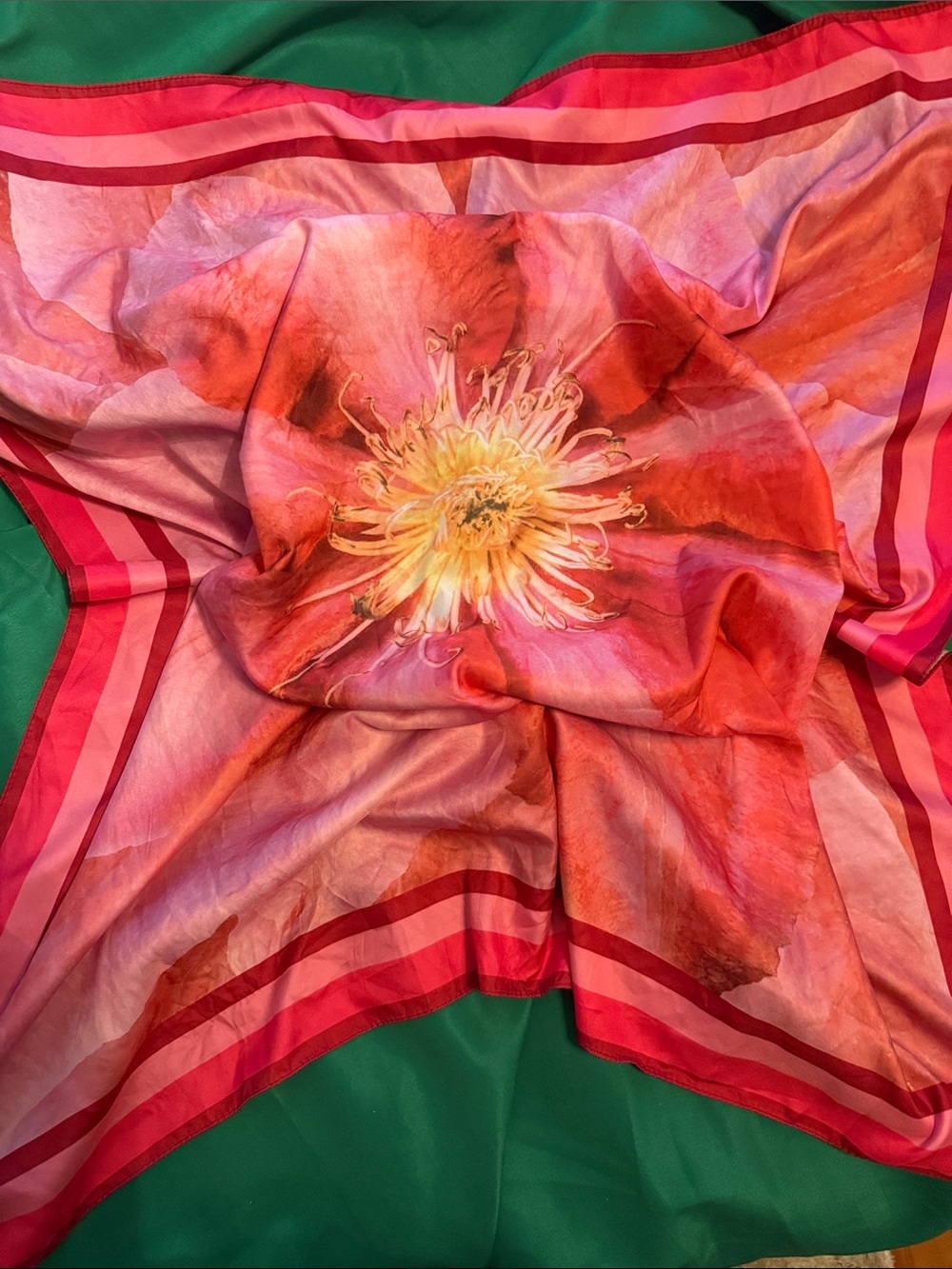 Lancome Pink and Red Floral Scarf Accent